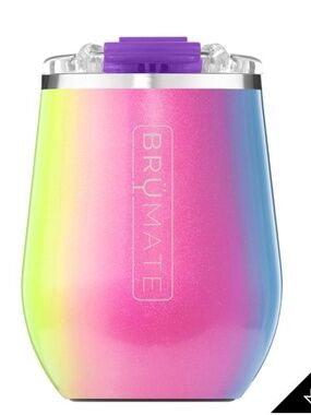 NEW OPEN BOX - Brumate Uncork’d 14 oz Wine Tumbler Glitter Rainbow MUV